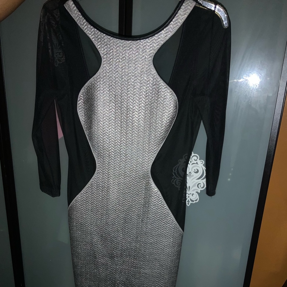 Black and silver dress with see through material